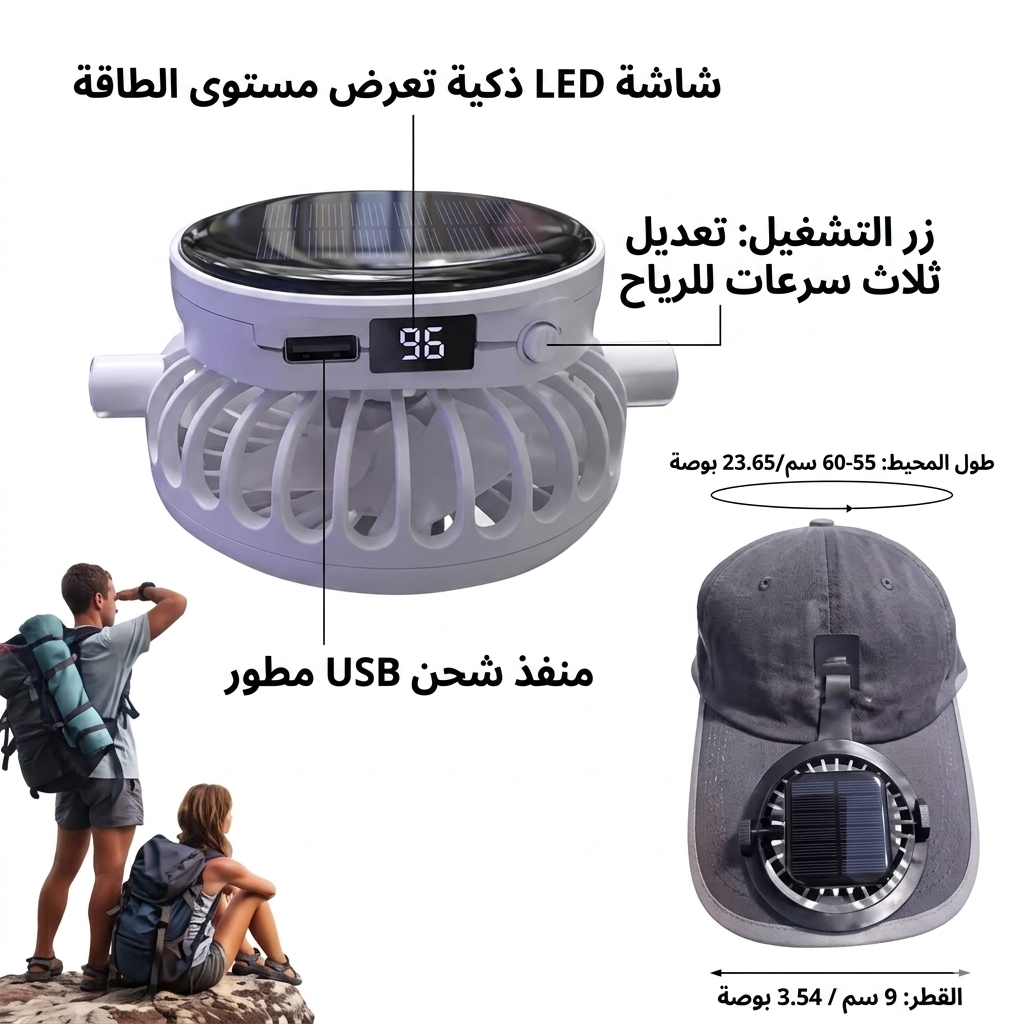 القبعة الذكية المزودة بمروحة تعمل بالطاقة الشمسية